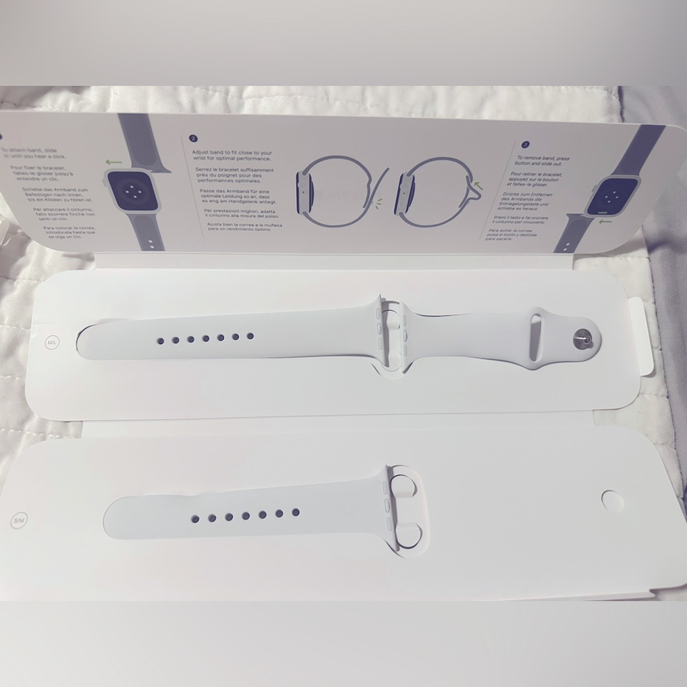 New Apple watch 44mm sport band- White - S/M & M/L  stainless steel pin
